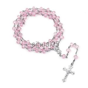 Pendant Necklaces Jesus Cross Rosary Necklace Vintage Cross Pendant Catholic Necklace Gifts Wholesale Crystal Glass Material Jewelry 2021 Trend x1009