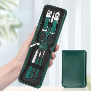 Nagelkonstsatser 6 datorer/väska bärbar lyxmanikyruppsättningar Bright Clipper Set Green File Eyebrow Scissors personliga vårdverktyg