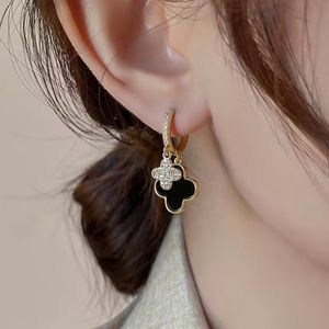 Double Designer Earrings four leaf colver 18K gold plated Agate Mother-of-Pearl vintage earing for women men girlfriends party wedding jewelry gifts