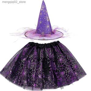 Kostium motywu Dorosła dziewczyna czarna złota pająka spódnica hat hat fantazyjna sukienka imprezowa ubrania cosplay bat Cloak Fancy Halloween Come Q240307