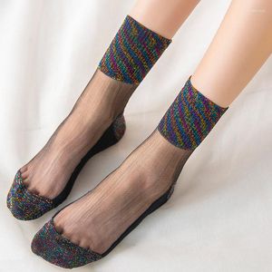 Kadınlar SOCKS Girls için Kısa Kısa Kısa Nefes Alabilir Parlak Elastik Yaz Konforlu Ayak Bileği