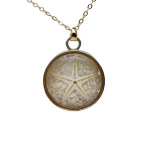 Pendant Necklaces Natural Starfish Shell Sea Sand Beach Glow In The Dark Transparent Gold Color Chain Long Necklace Women Boho