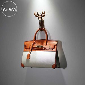 Designer Genuine Leather Bk Platinum Handbag Airvivi-neon Color-blocking with Canvas Women's Bag Fashion