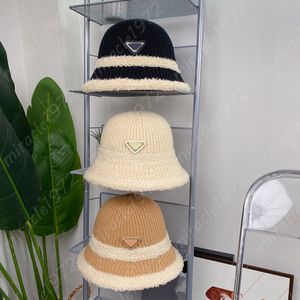여성을위한 모피 울 버킷 모자 겨울 니트 모자 디자이너 모자 패션 P 모자 캡 숙녀 생선 비니 세련된 여행 Casquette New -3