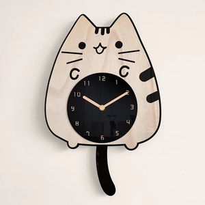 Zegary ścienne 3D drewniane kreskówki koty