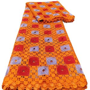 2023 bordado tecido de cabo solúvel em água multicolor malha guipura renda africana vestido feminino casamento 5 jardas design moderno azul roxo costura artesanato têxtil YQ-1086