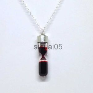 Pingente colares vampiro dente forma vidro fang poção garrafa de sangue pingente colar falso garrafa de sangue gótico drácula jóias halloween x1009