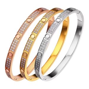 Diamond 18K Gold Plated High quality Bangle Classic Fashion lover Bracelet for Women&Girl Wedding Mother' Day Jewelry Women gifts