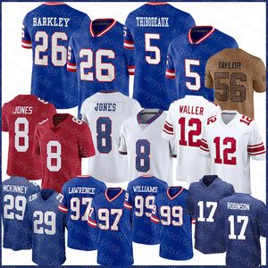 Erkek Daniel Jones Futbol Forması 26 Saquon Barkley Kayvon Thibodeaux Darren Waller Dexter Lawrence Xavier McKinney Leonard Williams Wan'dale Robinson Evan Neal