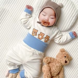 衣料品セット生まれの子供の女の子の下着服セットピュアコットン男の子長袖服をかわいい幼児幼児二枚の睡眠ウェア231007