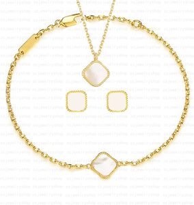 Mini Sweet High quality Classic 4/Four Leaf Clover Charm Bracelet Earring Necklace 18K Gold Agate Shell Mother-of-Pearl for Women&Girls Wedding Jewelry Woman gifts