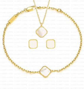 Mini Sweet, hochwertiges, klassisches 4-/vierblättriges Kleeblatt-Charm-Armband, Ohrring-Halskette, 18 Karat Gold, Achat-Muschel, Perlmutt, für Frauen und Mädchen, Hochzeitsschmuck, Frauengeschenke