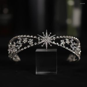 Hair Clips Baroque Luxury Crystal Star Headband Crown Rhinestone Hairbands For Women Bling Bridal Tiara Wedding Head Accessories