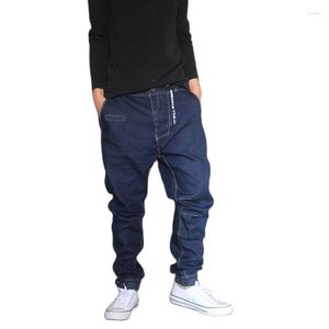 Jeans masculinos estilo japonês harem homens denim hip hop calças soltas calças largas ligeiramente elásticas tamanho grande 28-36