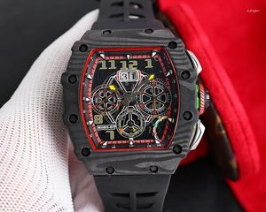 Wristwatches Top Automatic Imported Mechanical Movement Natural Rubber Watch With Quality 6-pin Men's