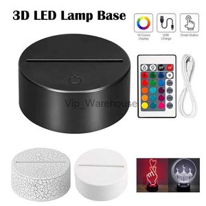 Luci notturne Base per lampada a LED 3D Supporto per luce notturna LED 16 colori + telecomando o 7 colori Touch dimmerabile ABS USB Accessori per illuminazione da scrivania YQ231009