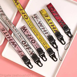 Schlüsselanhänger Lanyards Personalisierte und kreative Stickerei Off Letter Modemarke Handgelenkschlaufe Schlüsselanhänger Anhänger DIY Telefonhülle Halsseil Universal FGFS