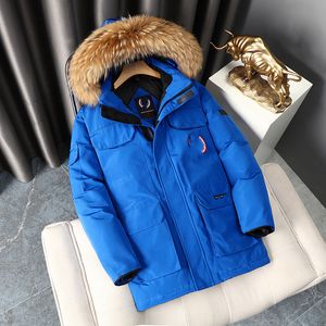 Men's Down jacket Luxury Designer for male and female couples same style hooded work attire large fur collar thickened warm jacket