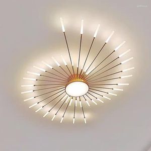 Luzes de teto lâmpada de fogo de artifício luz nórdica luxo moda quente romântico casa sala de estar cúpula contemporânea contratada design criativo