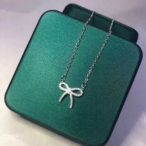 Tiff colar designer de luxo moda jóias arco 925 prata esterlina diamante cheio borboleta pingente colar acessório corrente