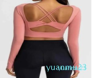 Sexy Back Yoga Outfits Tops Gym Clothes Women Breathable Running Fitness Leisure Sports Tshirt Workout