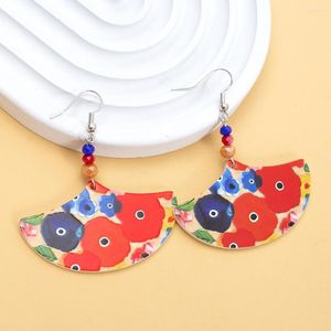 Dangle Earrings Fashion Gorgeous Color Matching Flower Pattern Fan Acrylic For Women Aesthetic Trend Products Personality Girls Jewelry