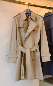 Mäns nya Kensington Trench Coat, Long Black Khaki Coat, Lapel Belt