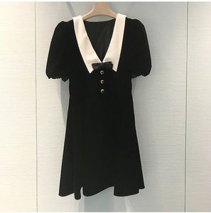 925 2023 Milano Style Runway Dress Autunno bavero collo manica lunga nero albicocca metà polpaccio marca stesso stile impero abito da donna moda shan