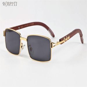 Moda esportes óculos de sol de madeira de bambu para homens moldura de metal ouro madeira óculos de sol feminino chifre de búfalo lunettes 2509