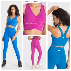 LU-1009 Damen-Lässiges Yoga-Outfit, Sport-Tops, hohe Taille, Yoga-Leggings, Fitness-BH