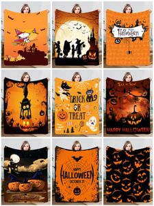 2023 nuove coperte di flanella Halloween Pumpkin Bat Castle interno divano letto accogliente coperta calda per regali di feste