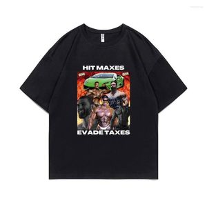 Men's T Shirts Hit Maxes Evade Taxes Funny Graphic Tshirt Men Women Pure Cotton Fitness Exercise Unisex Casual Oversized T-shirt Tops