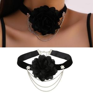 Chains Black Flower Choker Necklace Sweet Collar Neck Chain Temperament Neckband Jewelry Clavicle