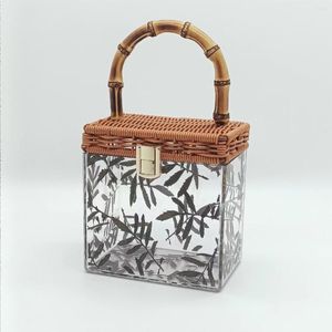 Kvällspåsar kvinnors väska 2023 trend akryl designer lyxig koppling handväska plånbok bambu blad lindad festival handväska
