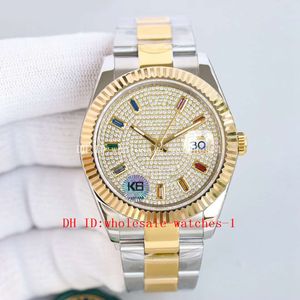 K6 Top Maker Orologio da uomo 41mm 218399 Diamanti a stella piena Quadrante Vetro zaffiro Bracciale Giubileo CAL.2824 2824 Movimento Automatico Orologi da polso da uomo 904L Oro bicolore