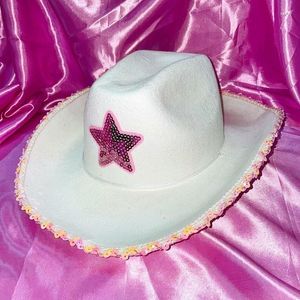 Berets Y2K Slutins Spice Girl Cow Gir Sequin Star Western Cowboy Women