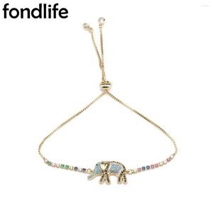 Charme Pulseiras Cubic Zirconia Pedras Banhado A Ouro Adorável Bonito Elefante Pulseira Mulheres 2023 Moda BlueBlackWhite CZ Jóias Presente