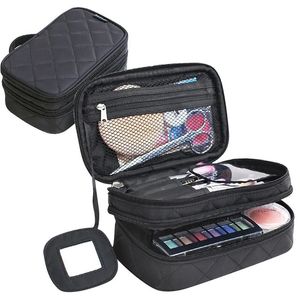 Kosmetiktaschen, multifunktionale 2-lagige Make-up-Tasche für Damen, Beauty-Make-up-Pinseltasche mit Spiegel, Reiseset-Organizer, Kosmetiktaschen-Organizer 231009