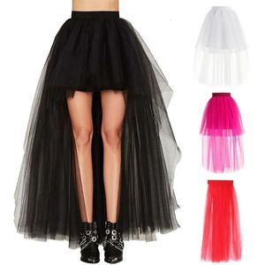 Röcke Mode Frauen Rock Punk Sexy Mesh Unregelmäßige Vordere Kurze Zurück Lange Tutu Puff Röcke Elastische Taille 231009