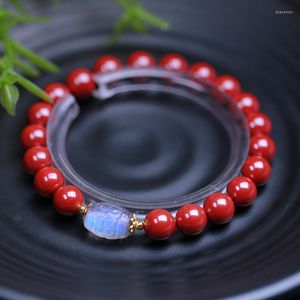 Link Bracelets Natural Cinnabar Bracelet Moonstone 액세서리 이송 구슬 패션 의식 남자와 여자 보석 선물