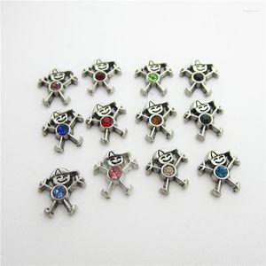 Charms 60st/Lot Mix 12 Color Birthstone Boys Floating Living Glass Memory Lockets Diy Jewelry Wholesale