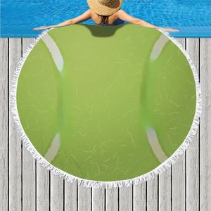 Hurtowe okrągłe ręcznik sportowy Baseball Baseball Koce plażowe Ręczniki Summer Tassel Tobestry poliestrowe ręcznik do kąpieli dywany jogi mata jogi