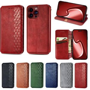 Custodia in pelle con motivo geometrico magnetico per iPhone 15 14 Plus 12 13 Mini XR XS 14Pro 13Pro 11Pro 12Pro 15Pro Max Custodia per carte Shell