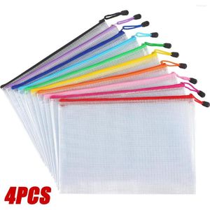 Storage Bags PVC Stationery Bag Folder File Mesh Zipper Pouch A4 A5 A6 A3 Document Folders School Office Supplies Organizer