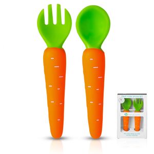 Tazze Piatti Utensili Gadget per neonati Set da tavola Utensili per bambini Silicone Posate per bambini Frutta e verdura Cartone animato Alimenti per l'infanzia Cucchiaio Forchetta 231006