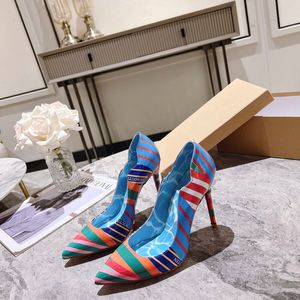 Patent leather High heels featuring graphic pattern in multicolor fashion Pumps pointed toe women's Luxury Designer Evening Party shoes factory footwear with box