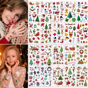 Christmas Tattoo Stickers for Kids Festival Tattoo Temporary Waterproof Body Art Face Hand Cartoon Stickers Fake Child Tattoos gifts