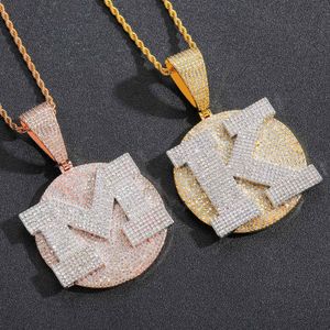 New Fashion Custom Jewelry Gold Plated Bling Iced Out CZ A-Z Letters Pendant with 3mm 24inch Rope Chain Jewelry Nice Gift for Men Women