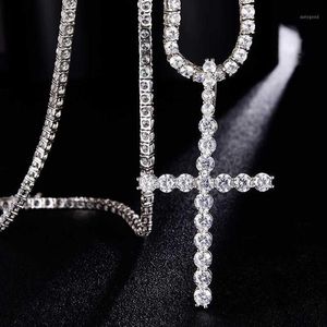 Подвесные ожерелья Hip Hop Bling Cz Cross Miced Out Cubic Circonia Pendants для мужчин -ювелирных изделий CHARM1295L