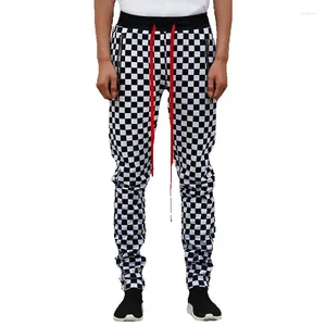 Men's Pants White Black Plaid Trousers For Men Vintage Checkered Joggers Sweat Slim Streetwear Casual Y2k Thin Male Clothes